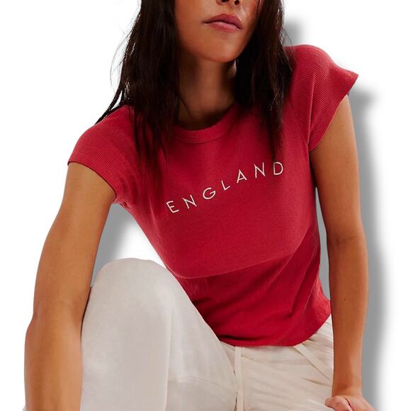 Free People Size M Destination Pointelle Tee England Made in USA - Picture 1 of 6